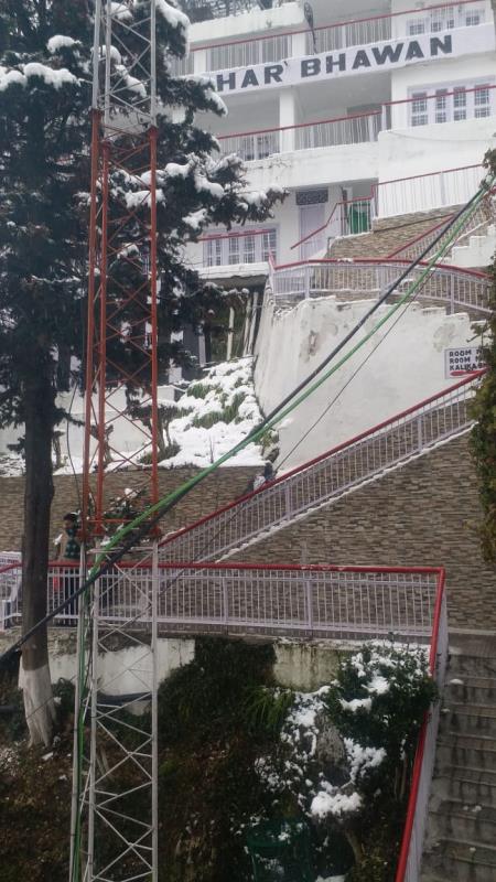 Glimpses from Bhawan after it receives fresh snowfall on 21/01/2020. In spite of the cold wave conditions and snowfall, thousands of pilgrims were making a beeline for the cave shrine  of Shri Mata Vaishno Devi.