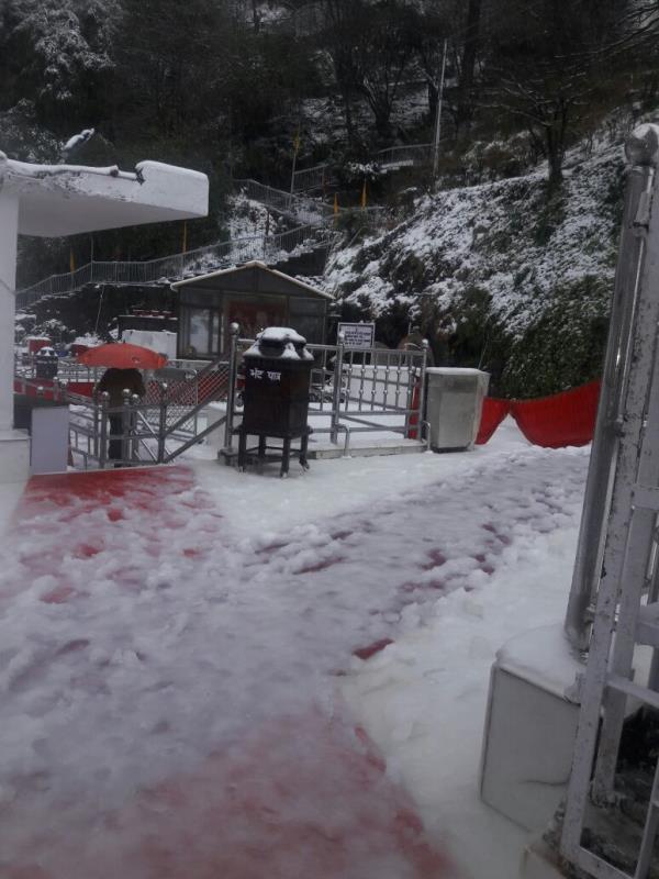Fresh snowfall started at Bhawan Shri Mata Vaishno Devi